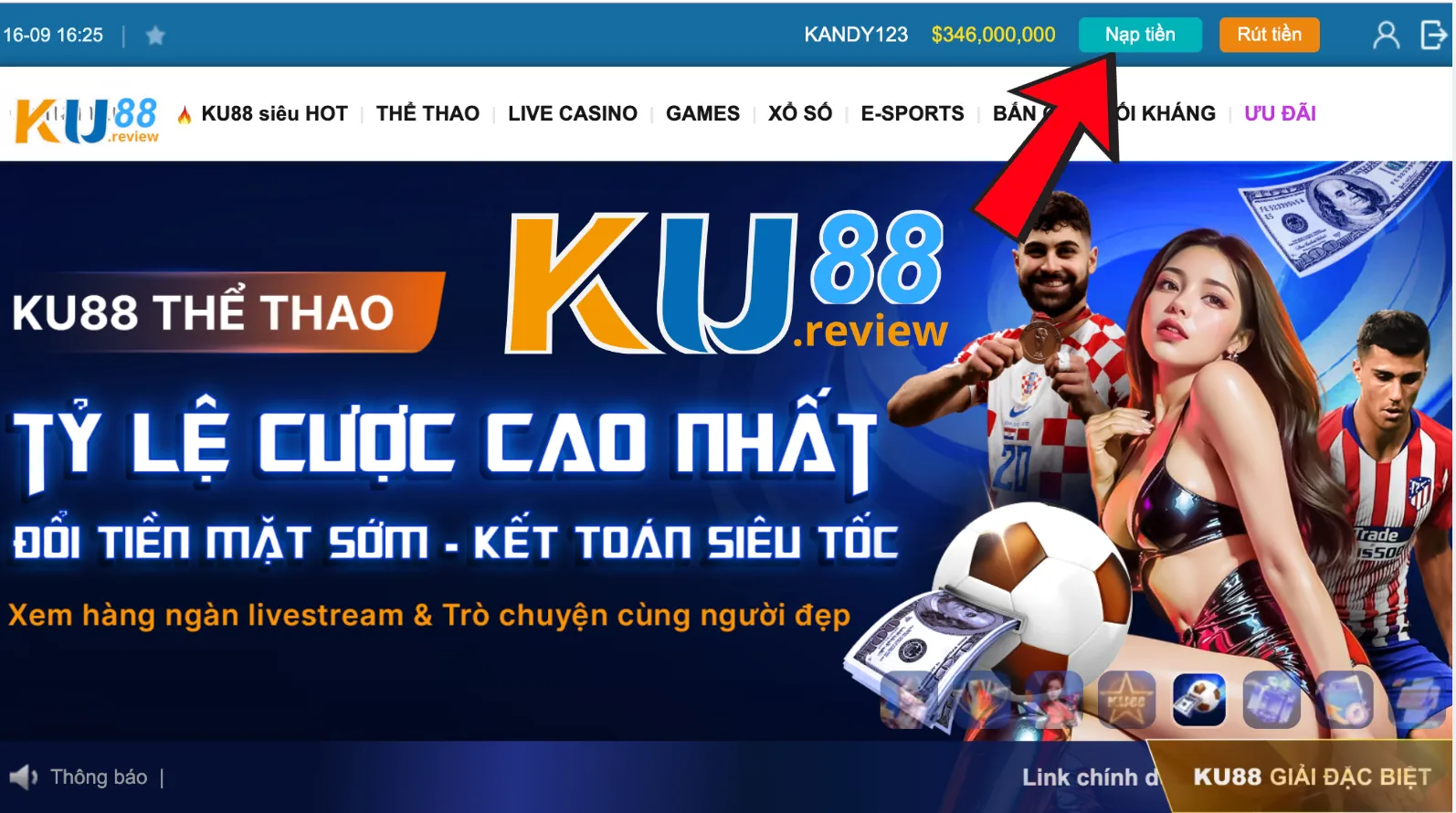 Điều kiện để tiến hành nạp tiền Ku88